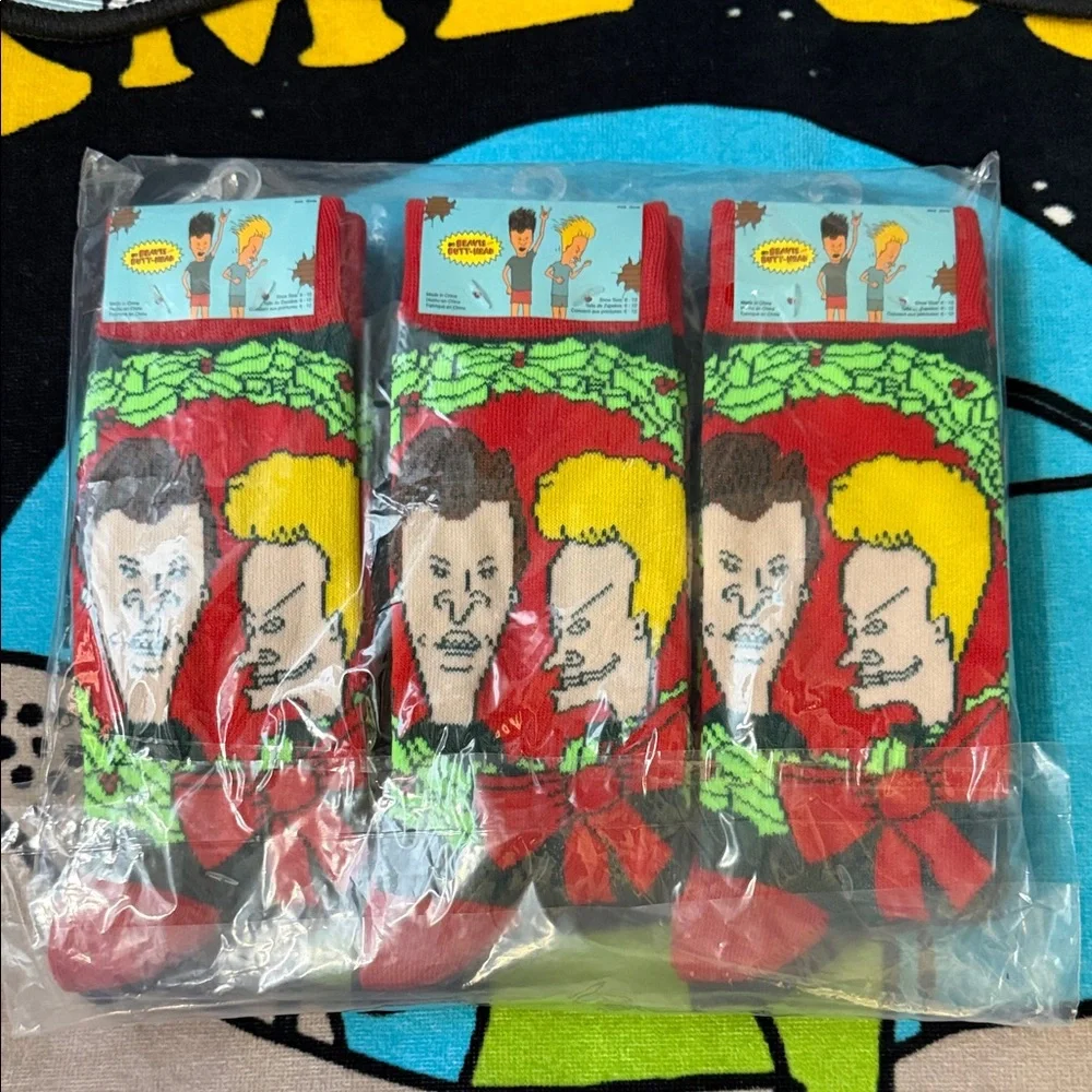 Beavis and Butt-Head Holiday Socks - 3 Sets ( 6 Pairs total )
